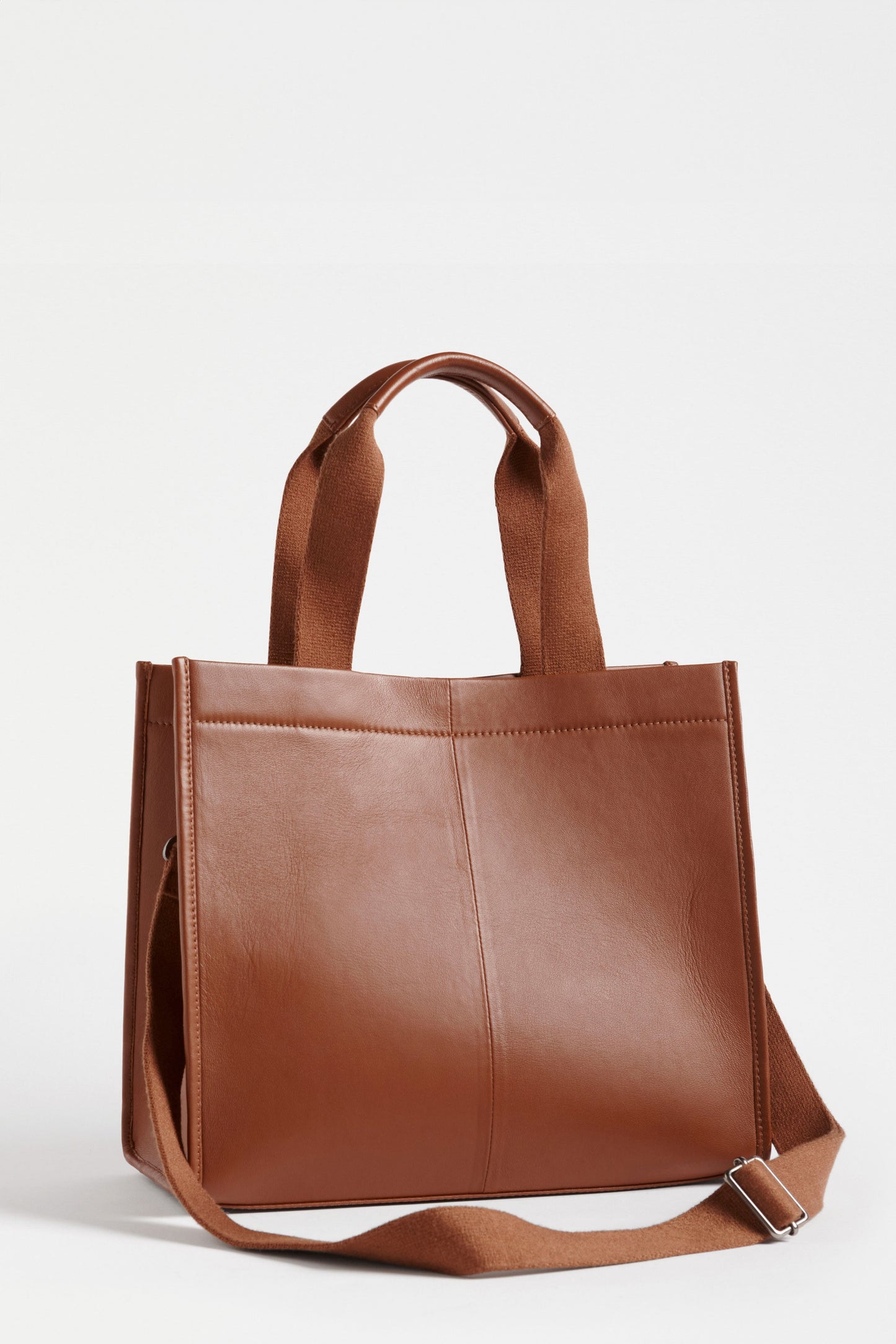 Eila Leather Logo Tote Bag with Detachable Crossbody Strap Back | TAN