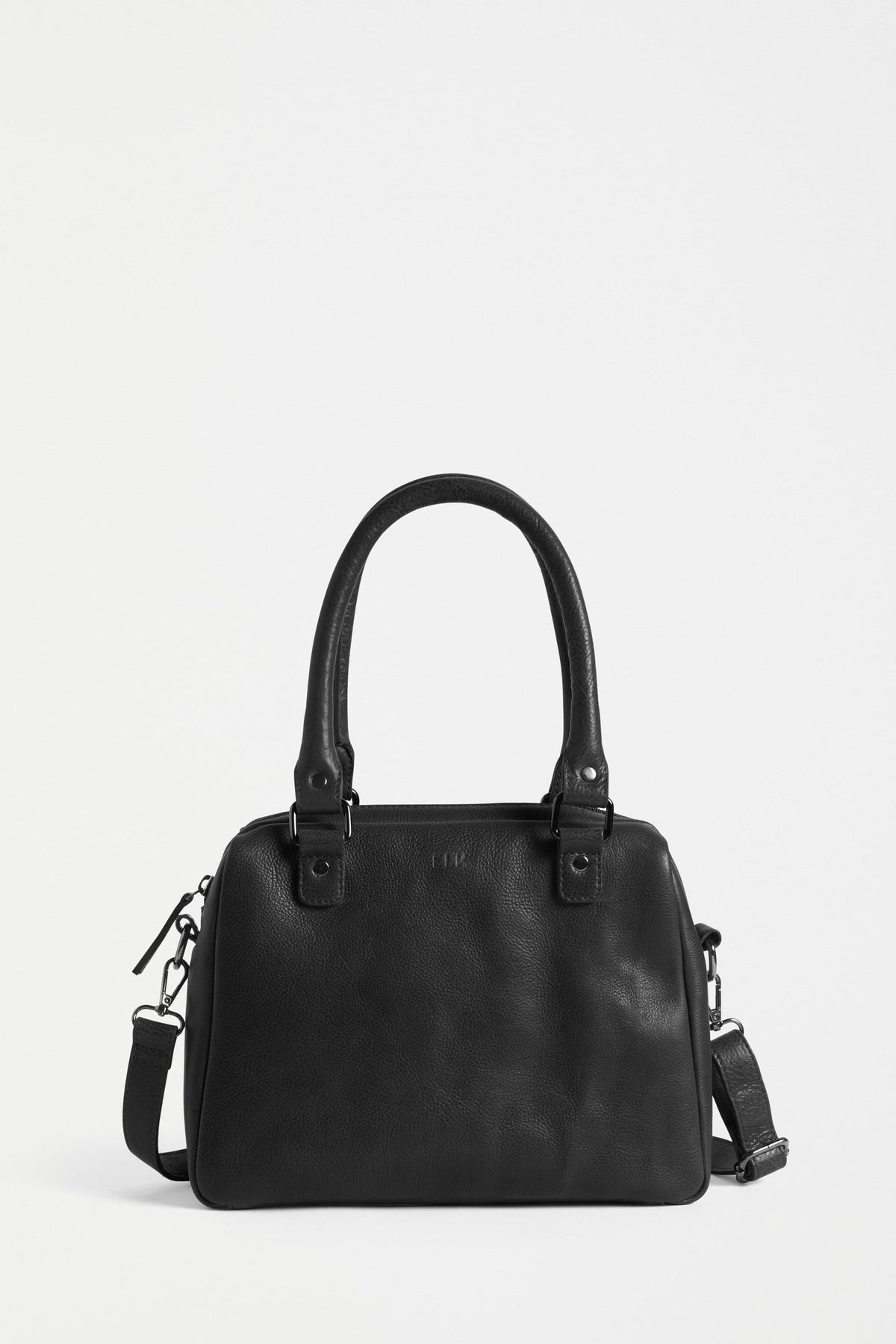 Arta Leather Bowler Inspired Crossbody Bag Front | BLACK