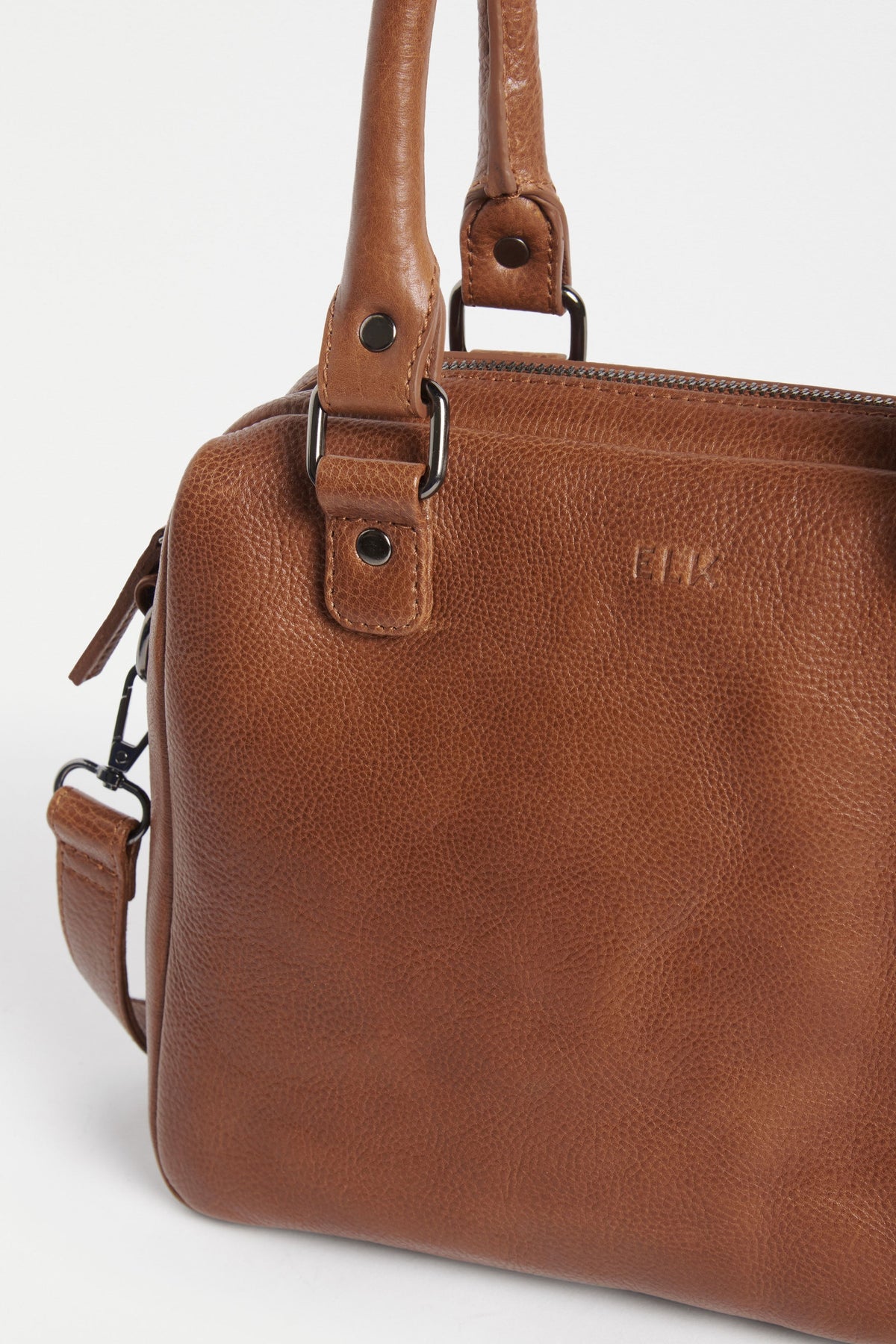 Arta Leather Bowler Inspired Crossbody Bag Detail | TAN