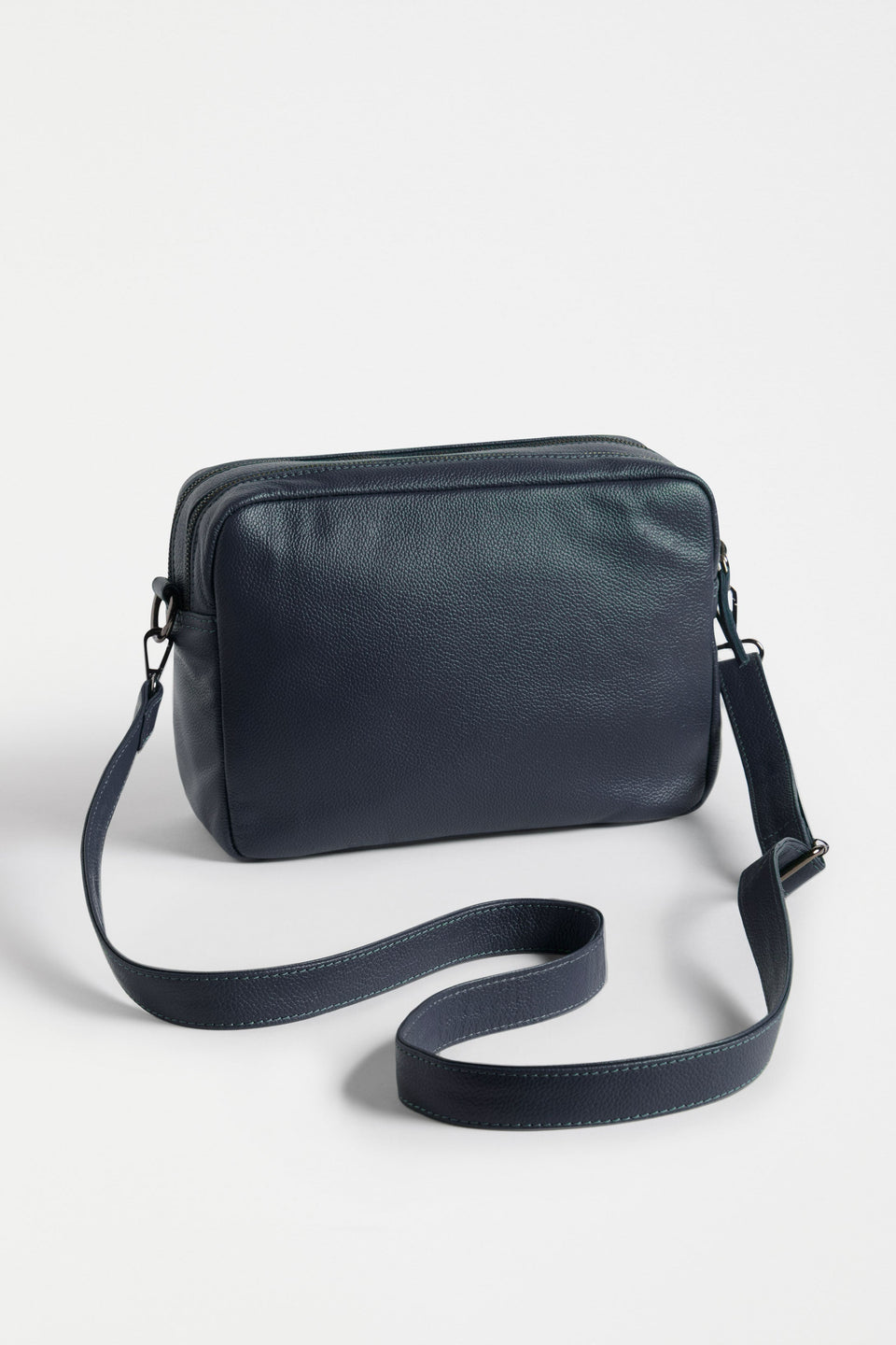 Olvi Crossbody Bag Flat Lay with strap back view of bag | NAVY