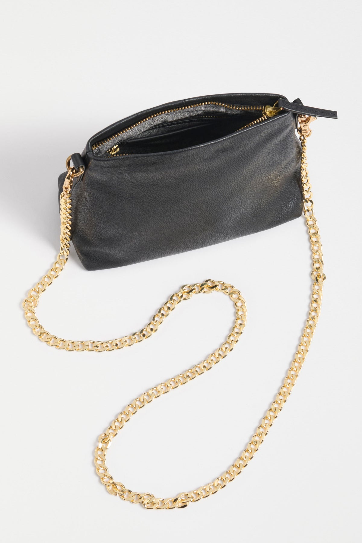 Dreii Mini Clutch Bag Flat Lay inside with pocket detail | BLACK
