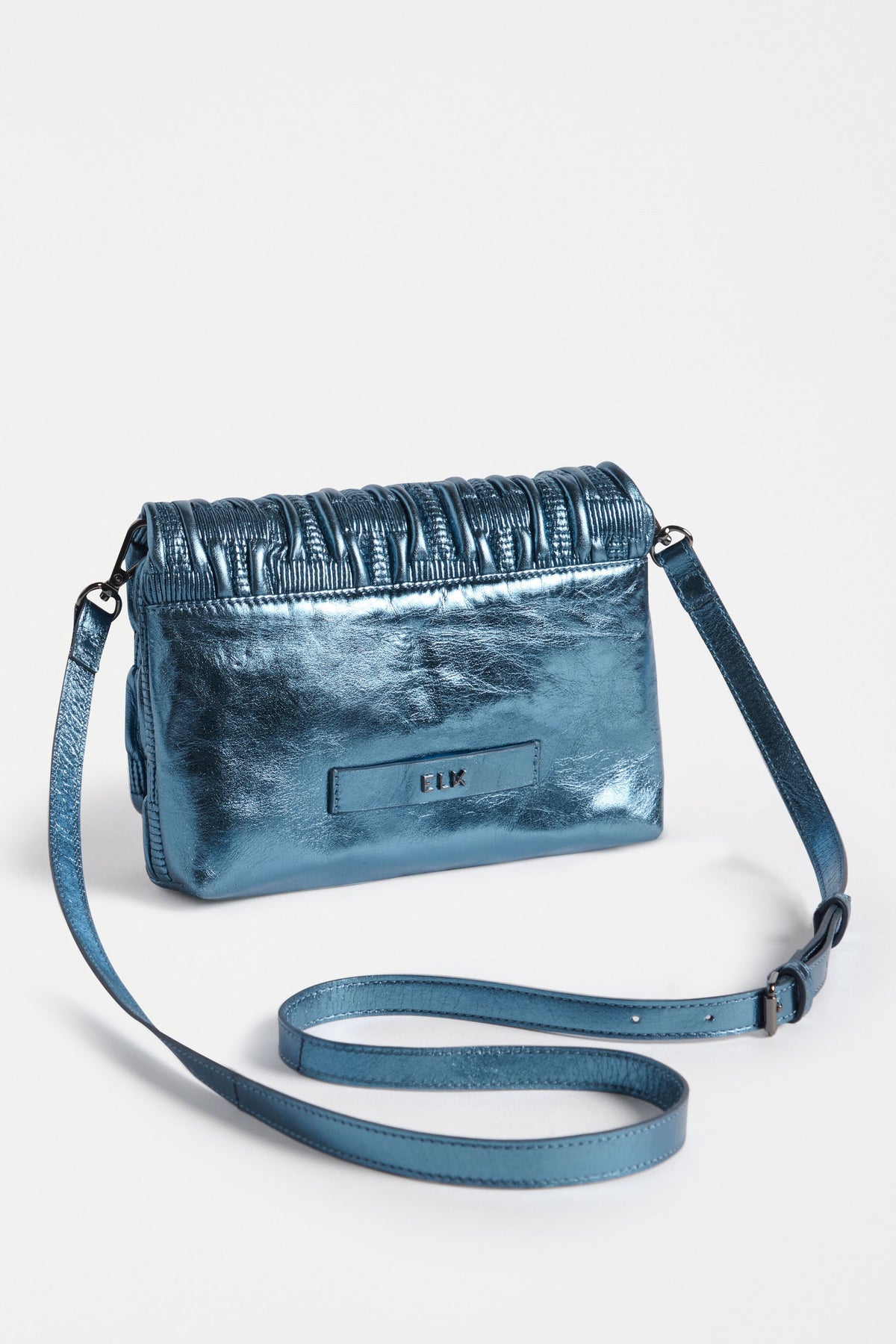Liska Crossbody Bag Flat Lay back view with straps | NAVY