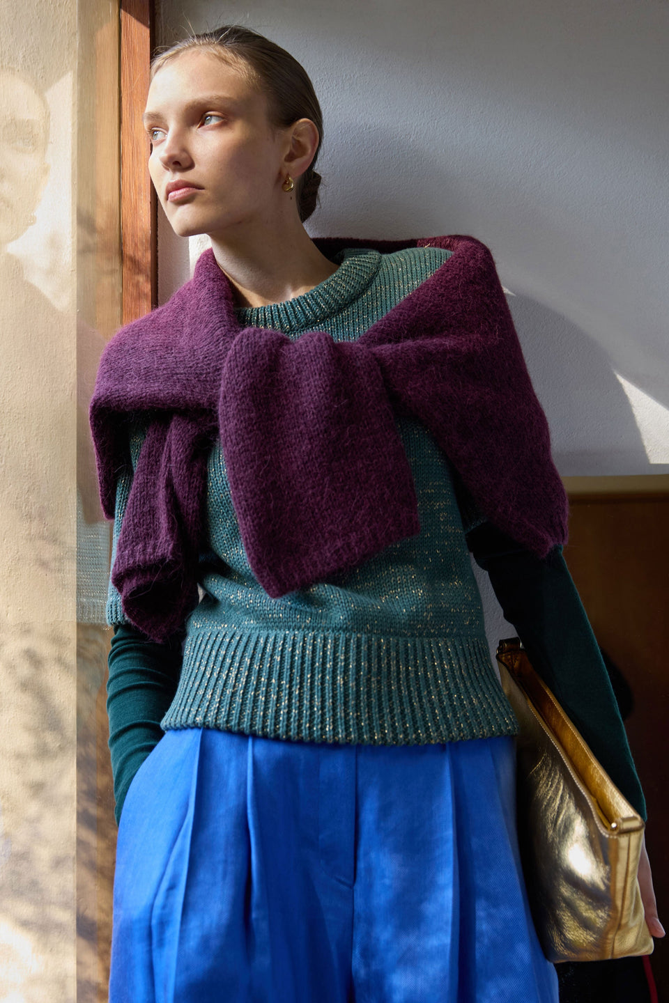 Luft Lurex Knit Top Sage Gold Knitwear - ELK | SAGE GOLD