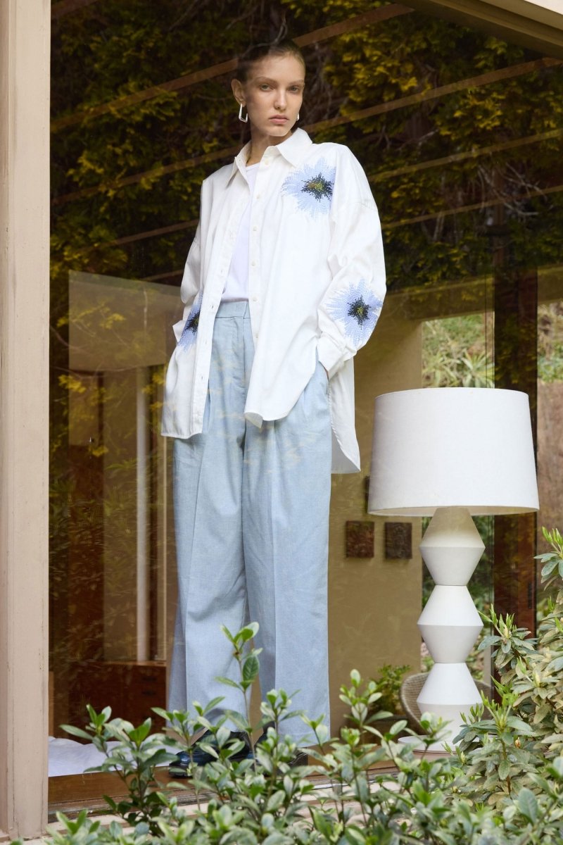 Eiren Relaxed Shirt Tops - ELK | WHITE LILAC BLUE