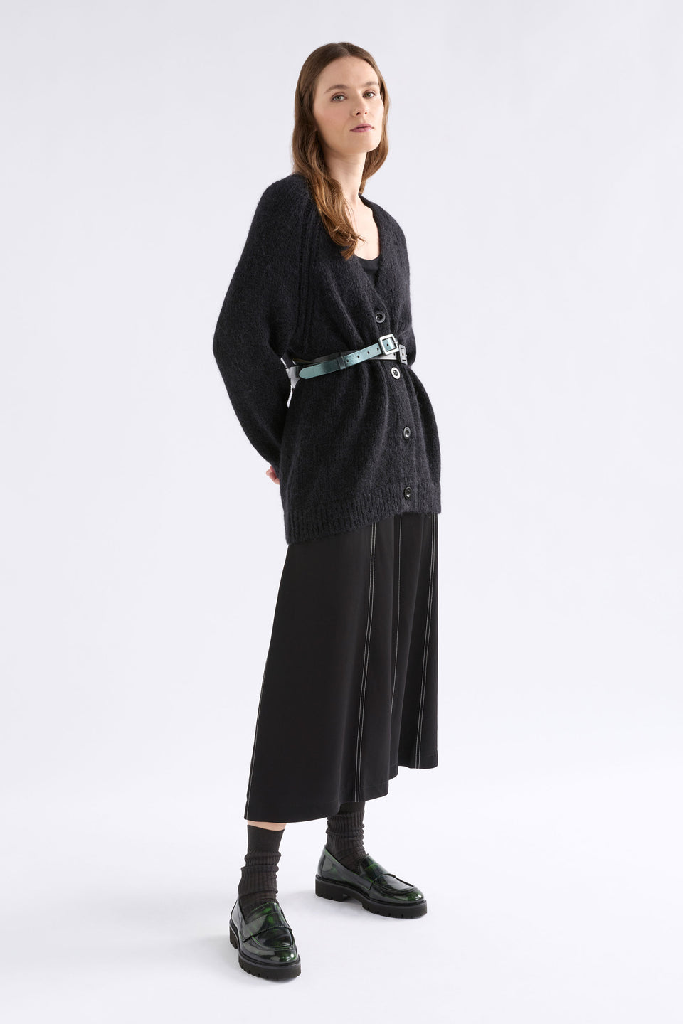 Metti Metallic Leather Belt Detail | DARK TEAL