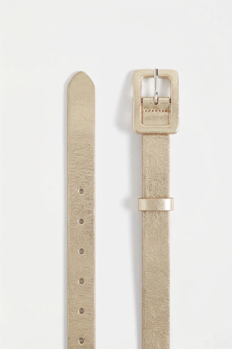 Metti Metallic Leather Belt Detail | GOLD