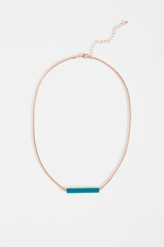 Andi Simple Chain and Bead Short Necklace | TEAL