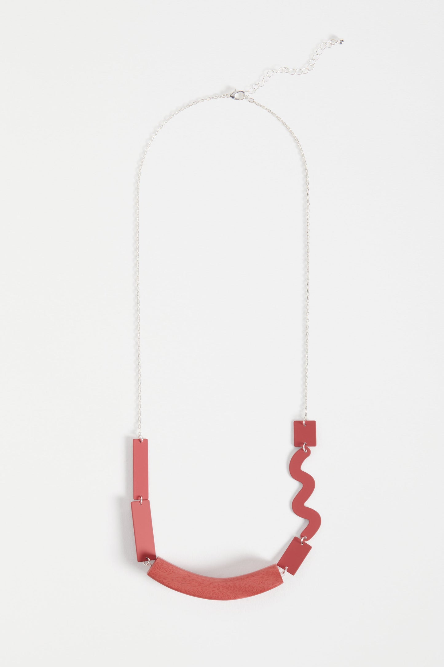 Tilse Fine Chain Wood and Metal Bead Asymmetric Necklace | ROSE