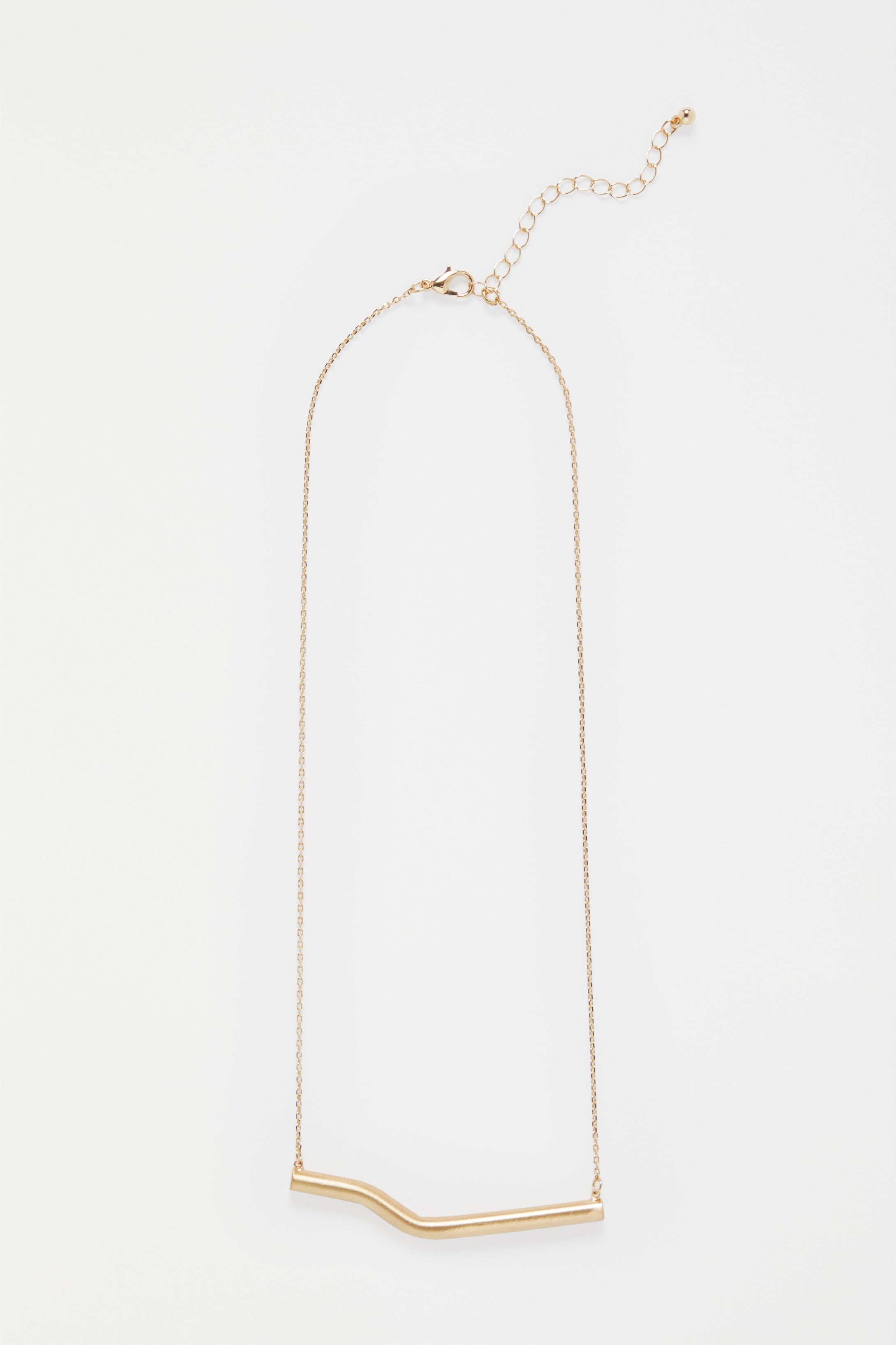 Saha Metal Fine Chain Necklace with Irregular Shaped Bar Pendant | GOLD 