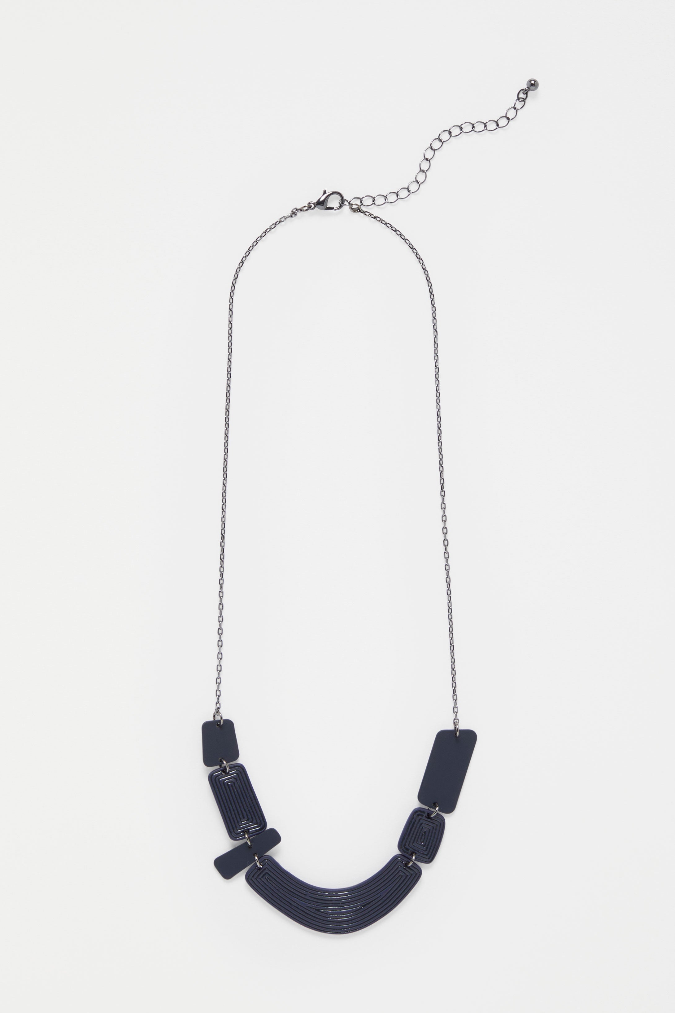 Kaiva Chain and Colour Coated Geometric Statement Mid Length Necklace | BRIGHT NAVY