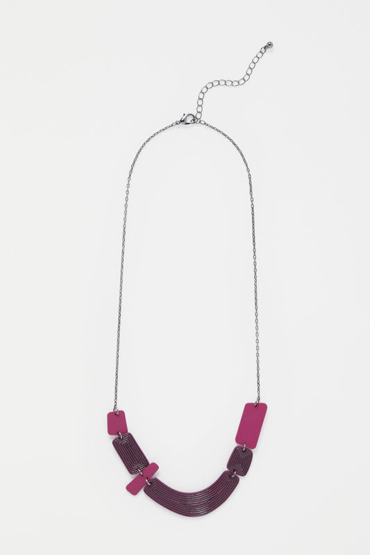 Kaiva Chain and Colour Coated Geometric Statement Mid Length Necklace | MULBERRY