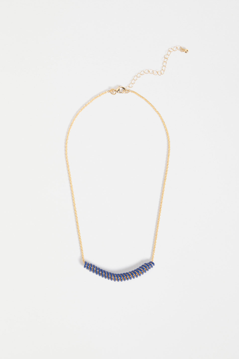 Vrid Fine Chain and Coloured Coil Pendant Necklace | COBALT