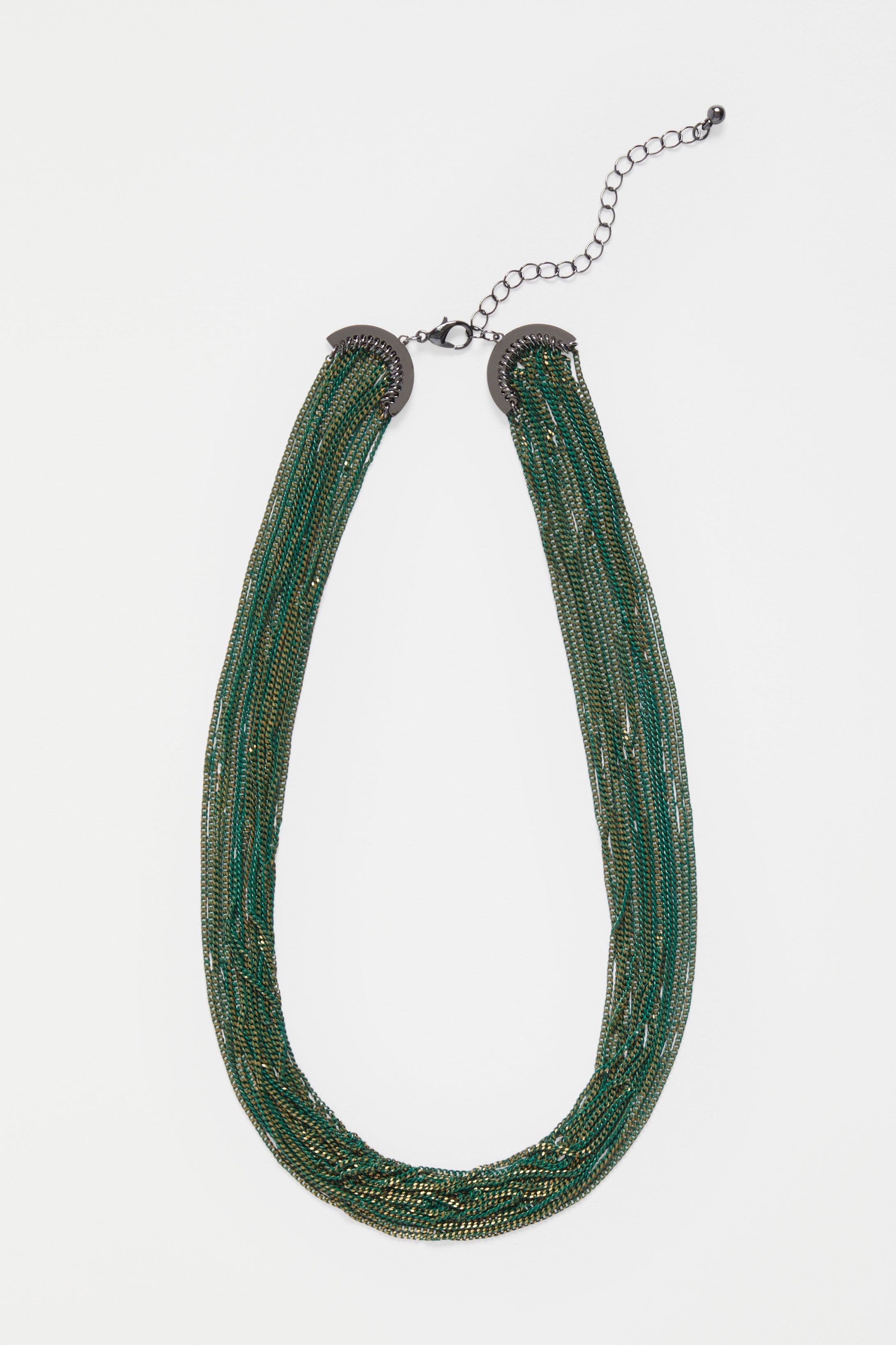 Kade Fine Multi Chain Necklace | FOREST GREEN