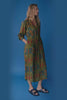 Norsk Long Sleeve Shirred Waist V-Neck Print Midi Dress Model Front video RENDA PRINT