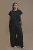 Anneli Linen Pant Model curve Front  | BLACK