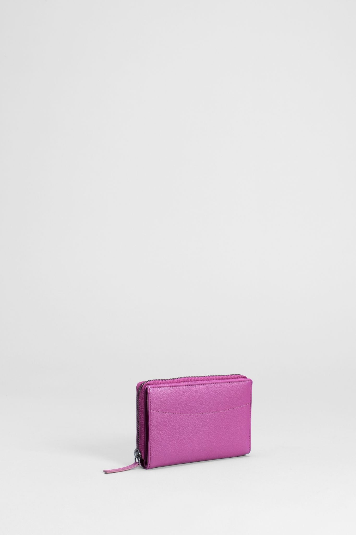 Indal Compact Zip Up Leather Wallet Front | Grape