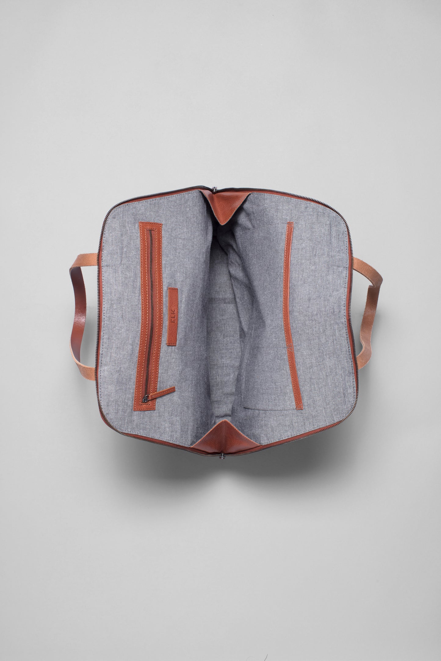 Arien Zip Up Leather Carry-All Bag Internal | Tan