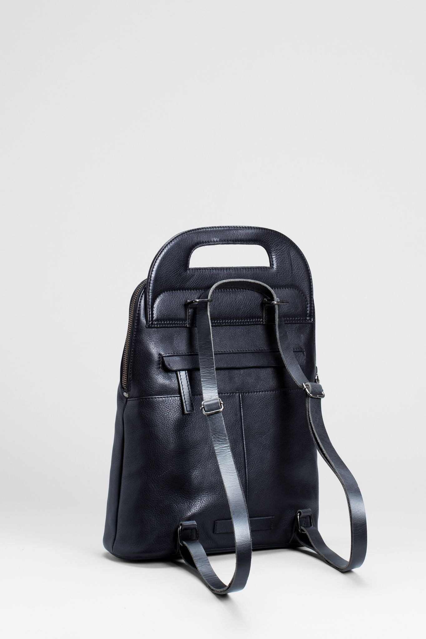 Forde Soft Cow Leather Backpack Back | BLACK