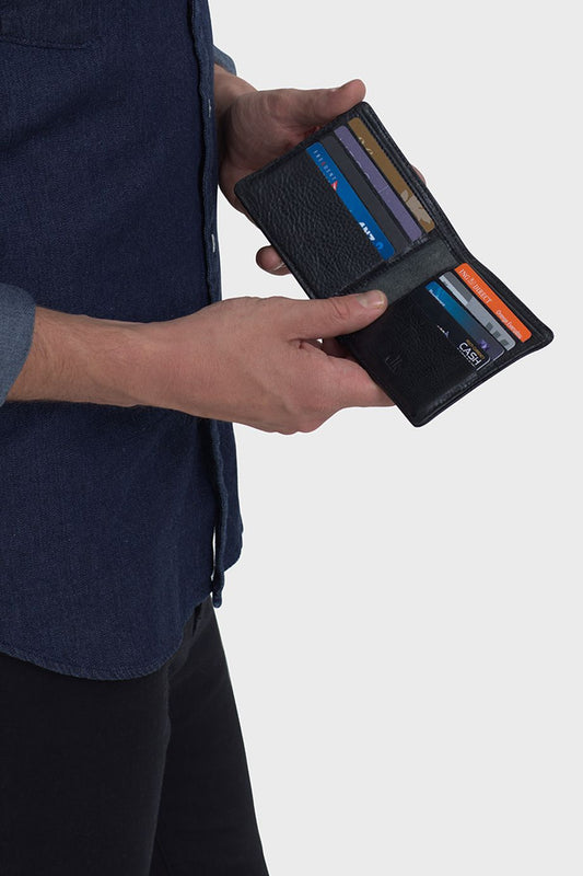 Mand Compact Flip Open Leather Wallet Model Internal Black 