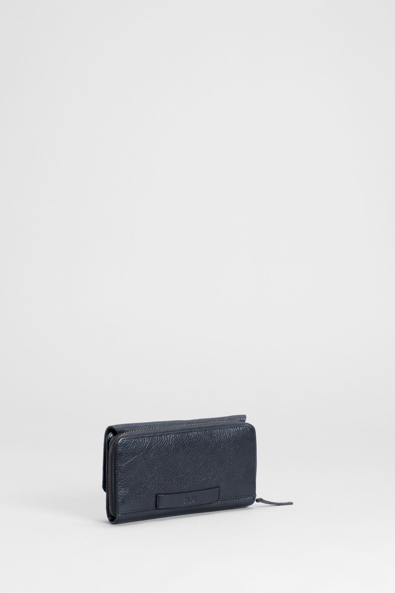 Nausta Wallet Flap and Zip up Leather Wallet Back | Black