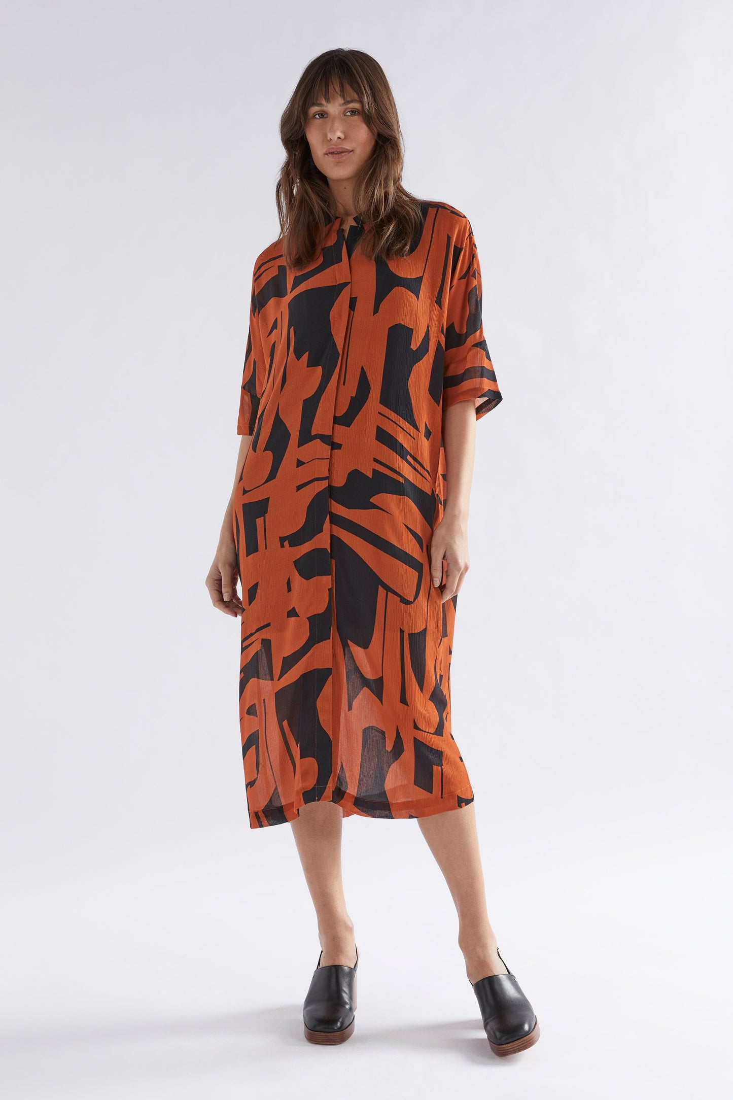 Soma Semi Sheer Print Shirt Dress Model Front | BRAQUE PRINT