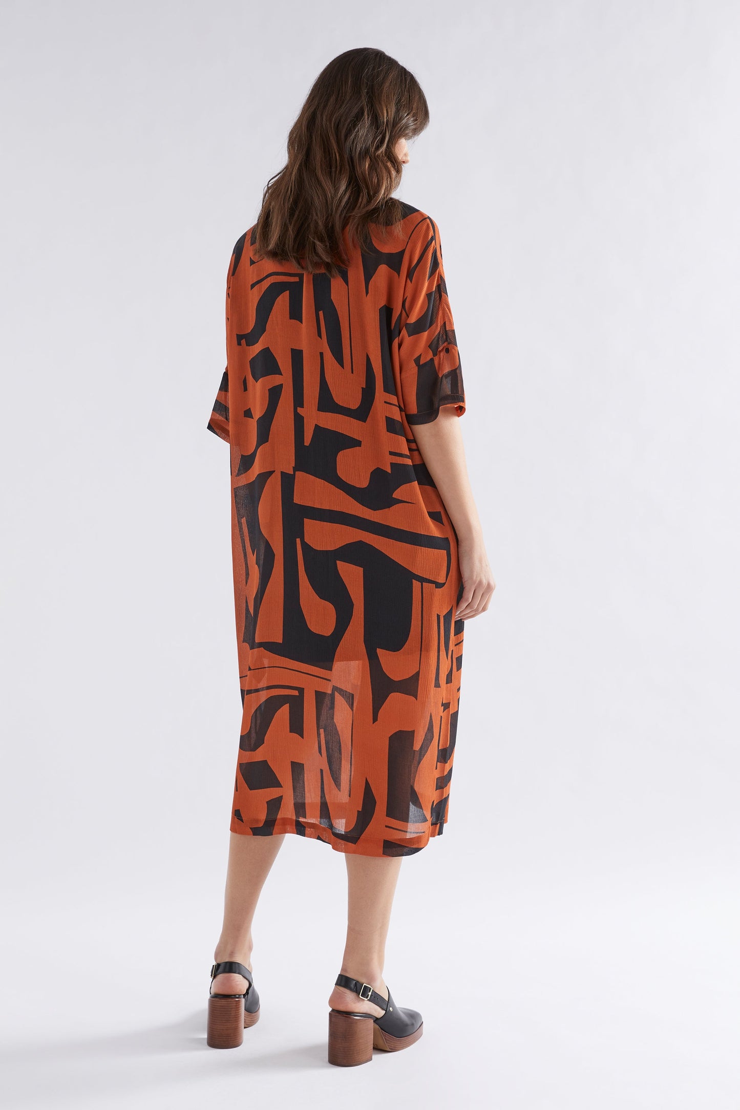 Soma Semi Sheer Print Shirt Dress Model Back | BRAQUE PRINT