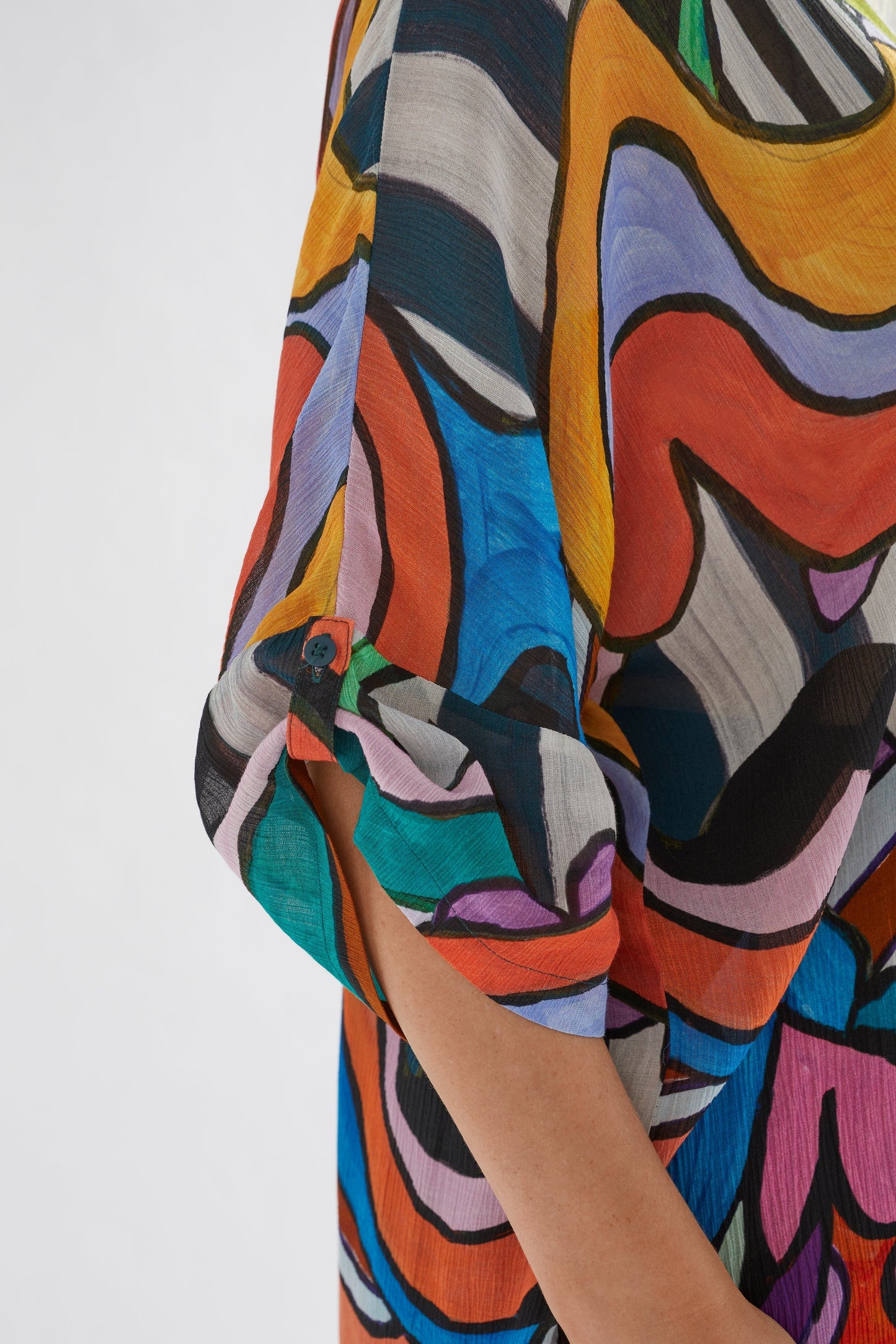 Soma Semi Sheer Print Shirt Dress Model Sleeve Detail | KULT PRINT