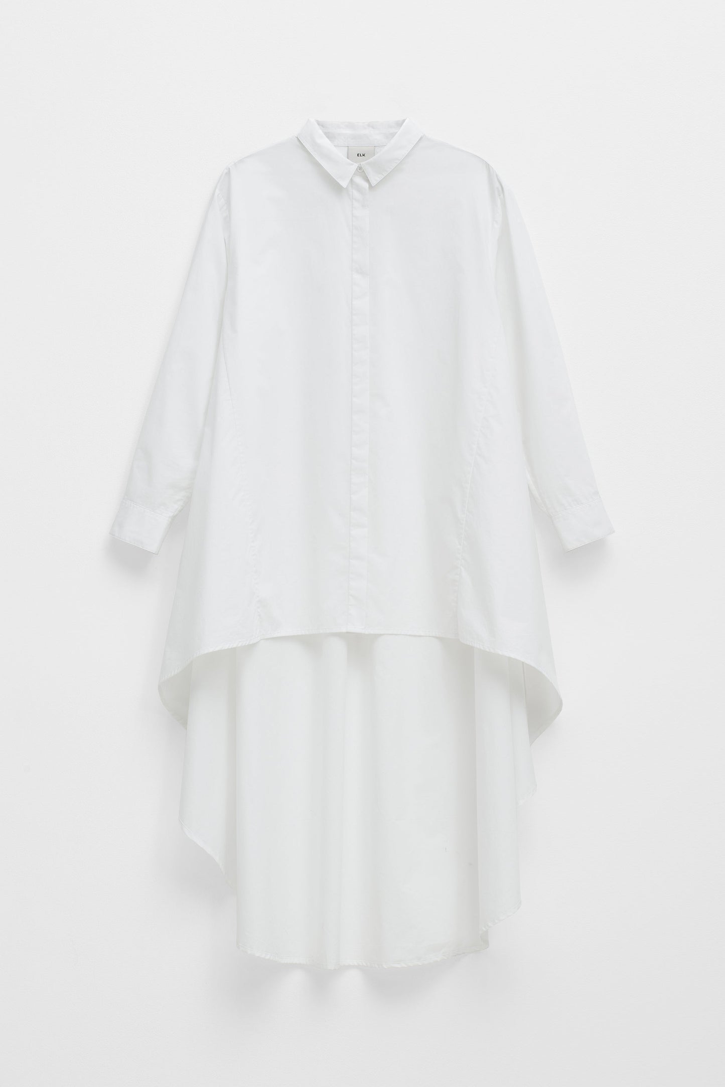 Flikrin Cotton High-Low Hem Shirt Front | WHITE