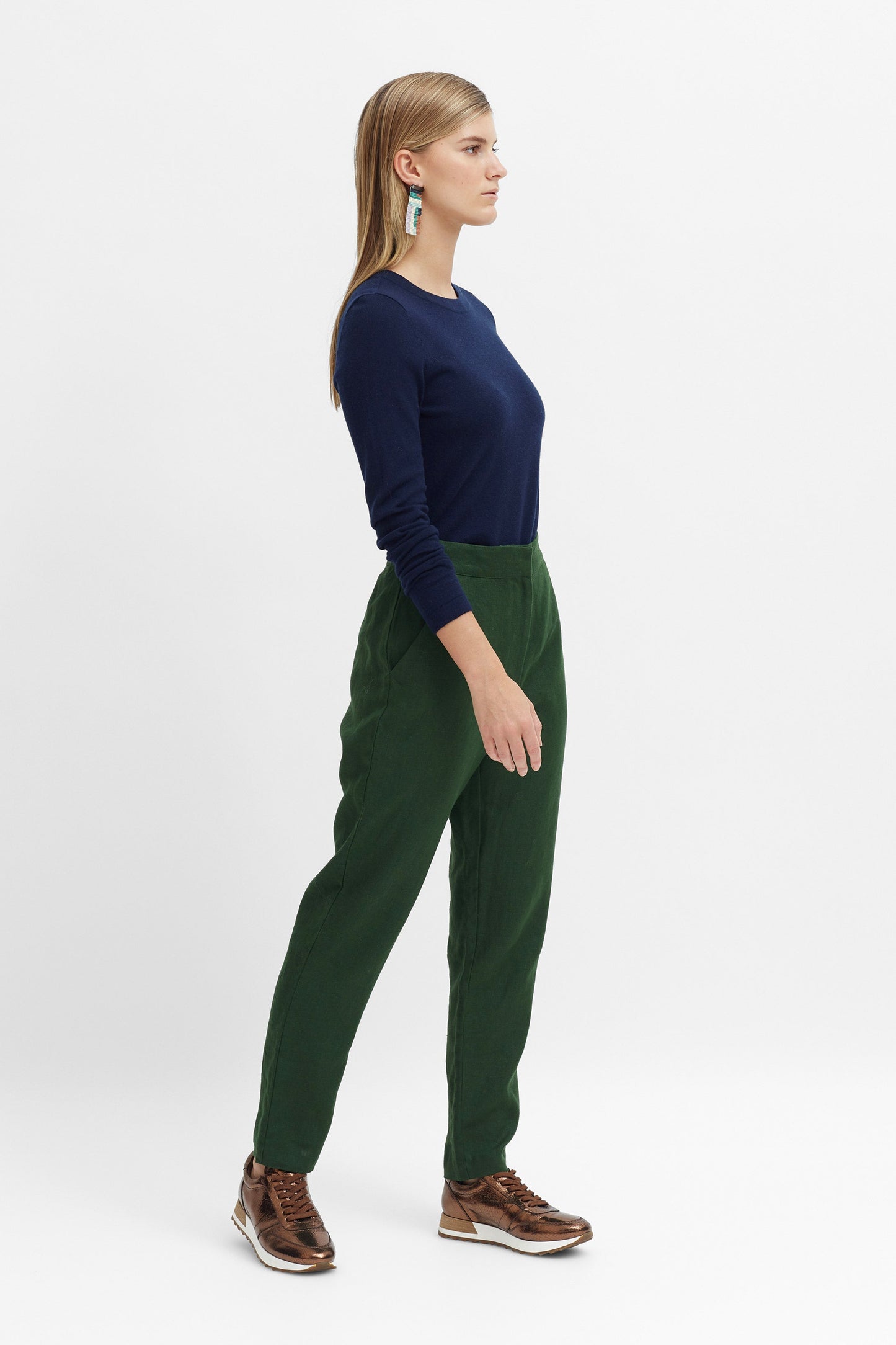 Tanak Tailored Linen Pant Model Side | PINE