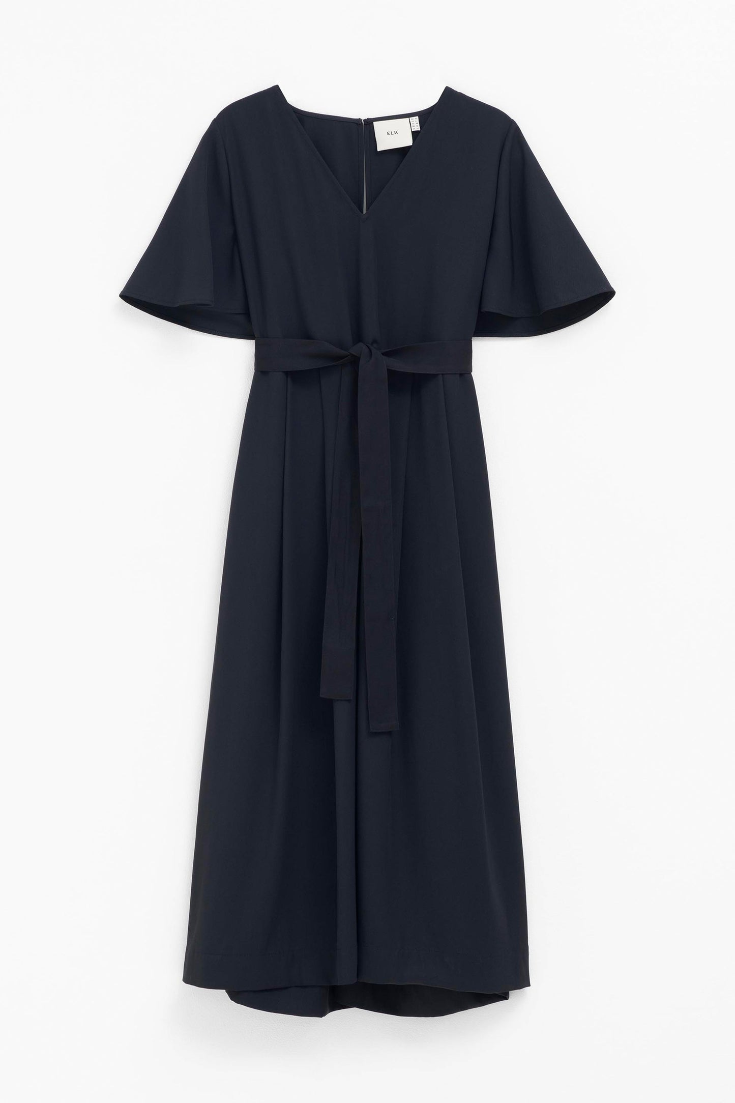 Deili V-Neck Flutter Sleeve A-line Dress Angled Front | BLACK