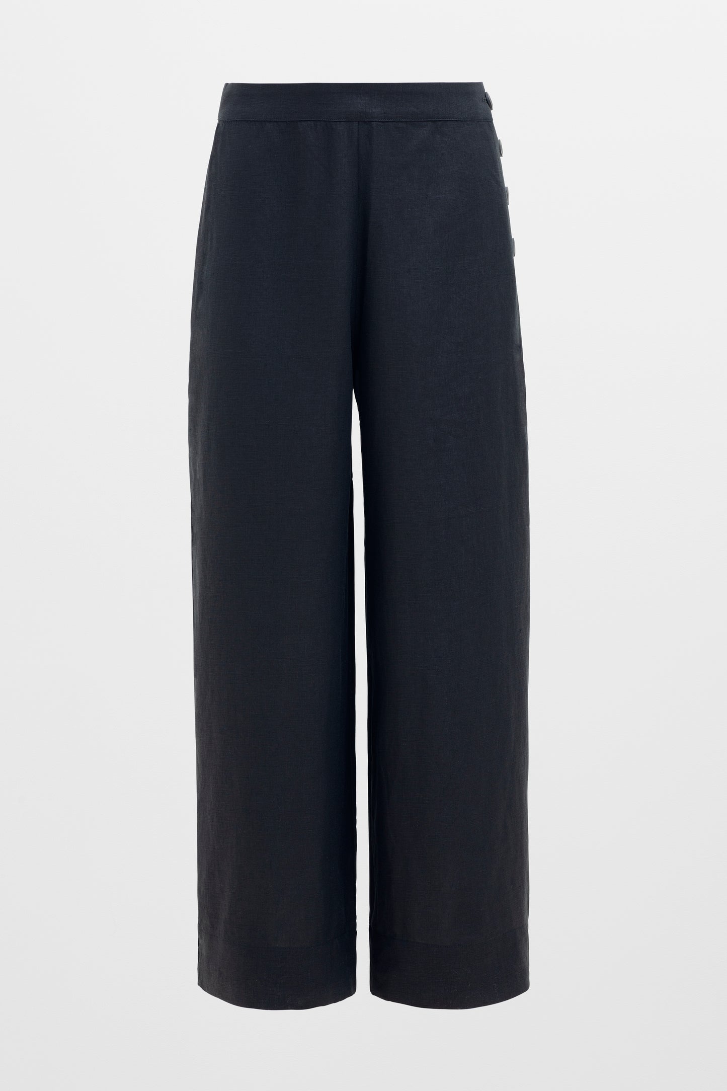 Hersom High Waist Linen Pant Front | BLACK