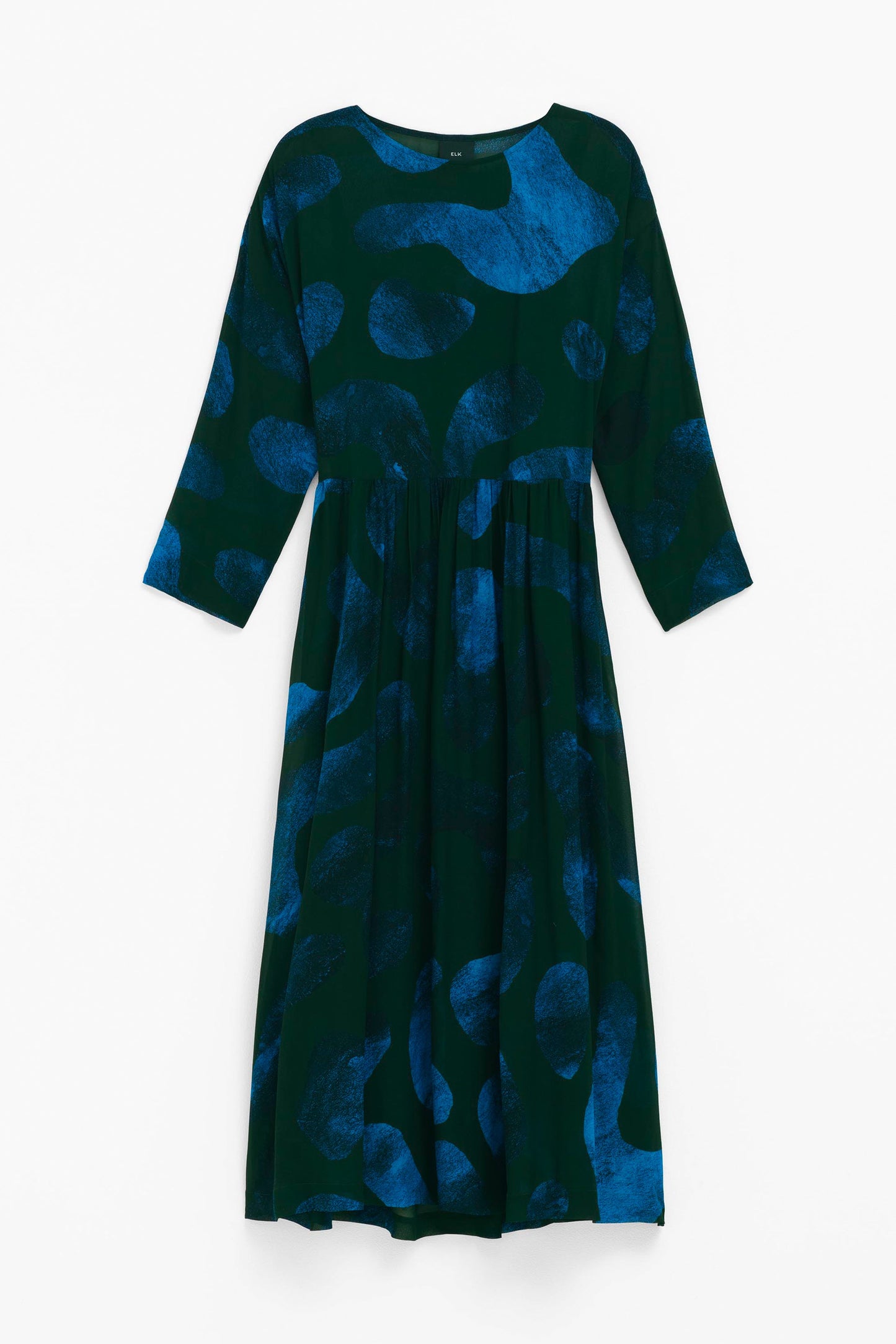Gira Sheer Long Sleeve Black and Blue Print Dress with Slip Front | ANIMAL PRINT