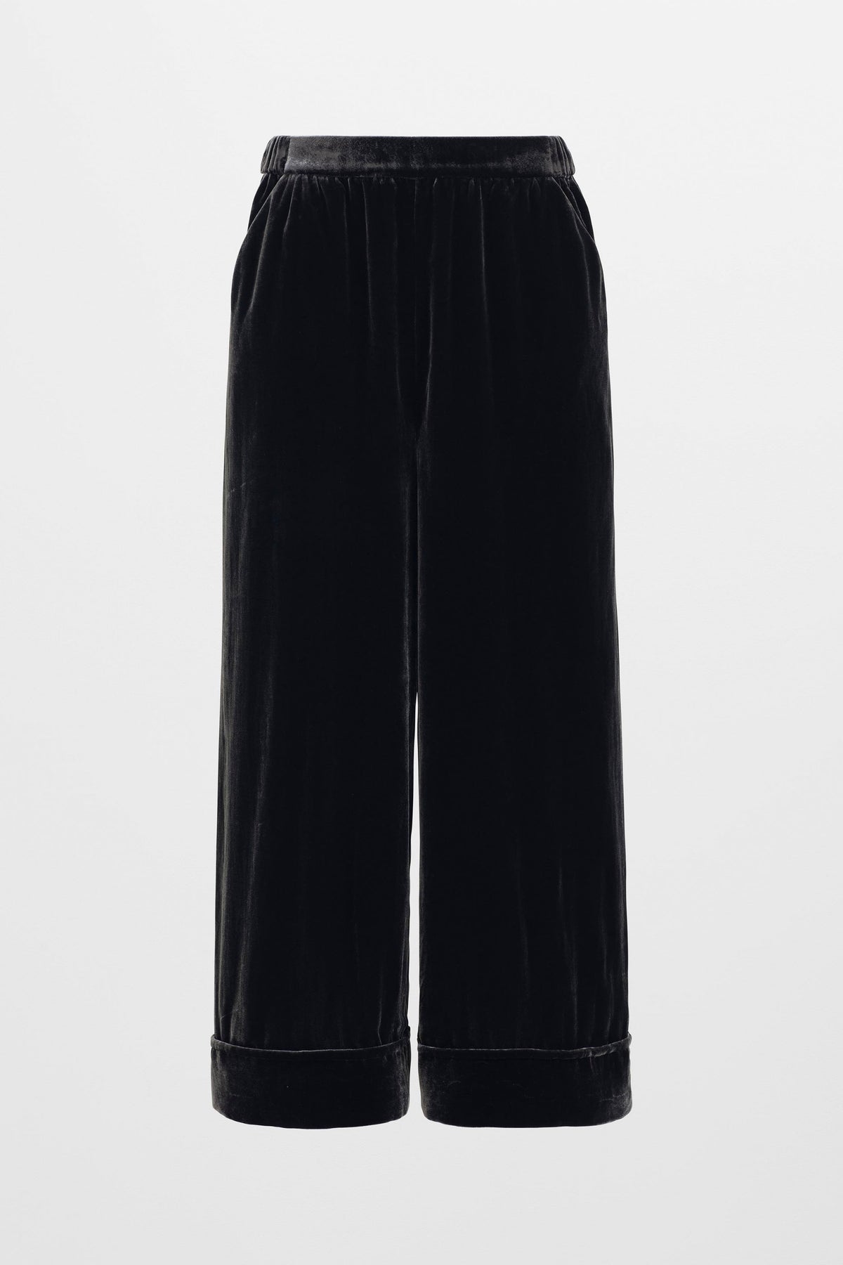 Metti Velvet Wide Leg Pant Front | CHARCOAL