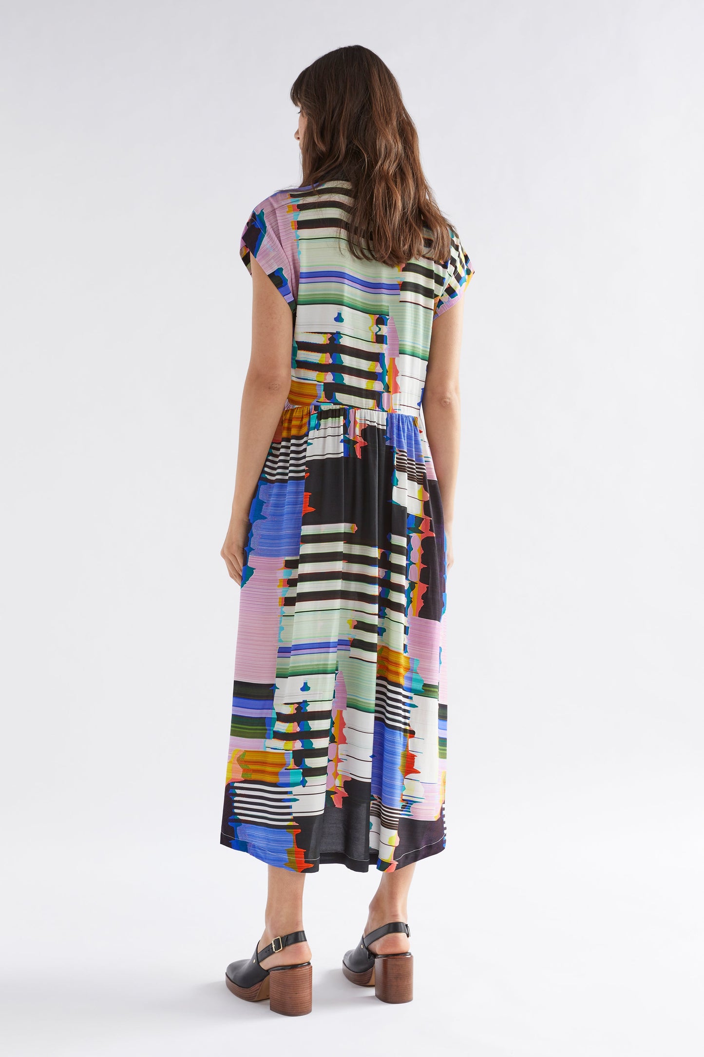 Berg Midi Print Shirt Dress Model Back | GLITCH PRINT