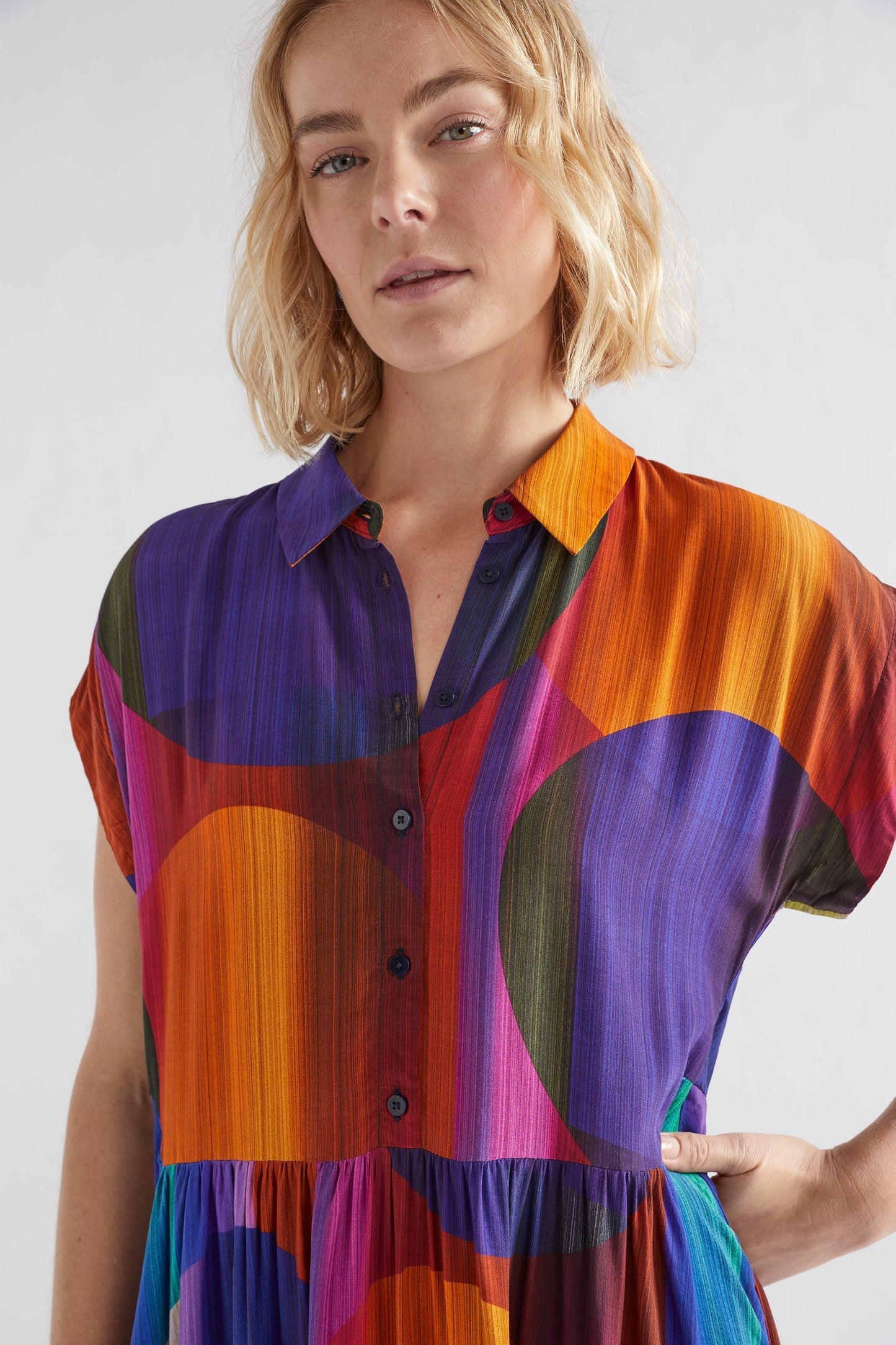 Berg Midi Print Shirt Dress Model Front detail | PRISM PRINT
