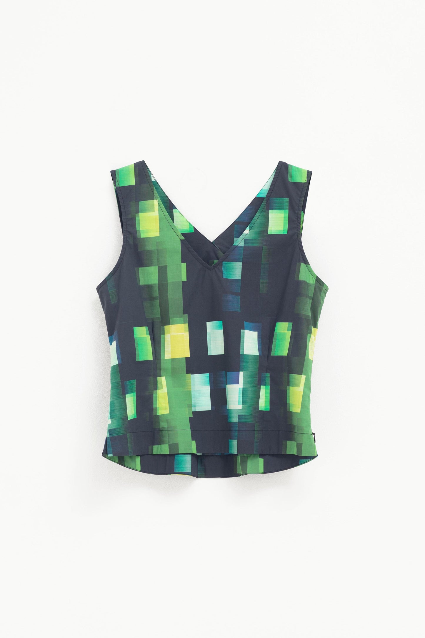 Indi Organic Cotton Print Tank with Back Cut Out Front | GREEN SHUTTER GRID