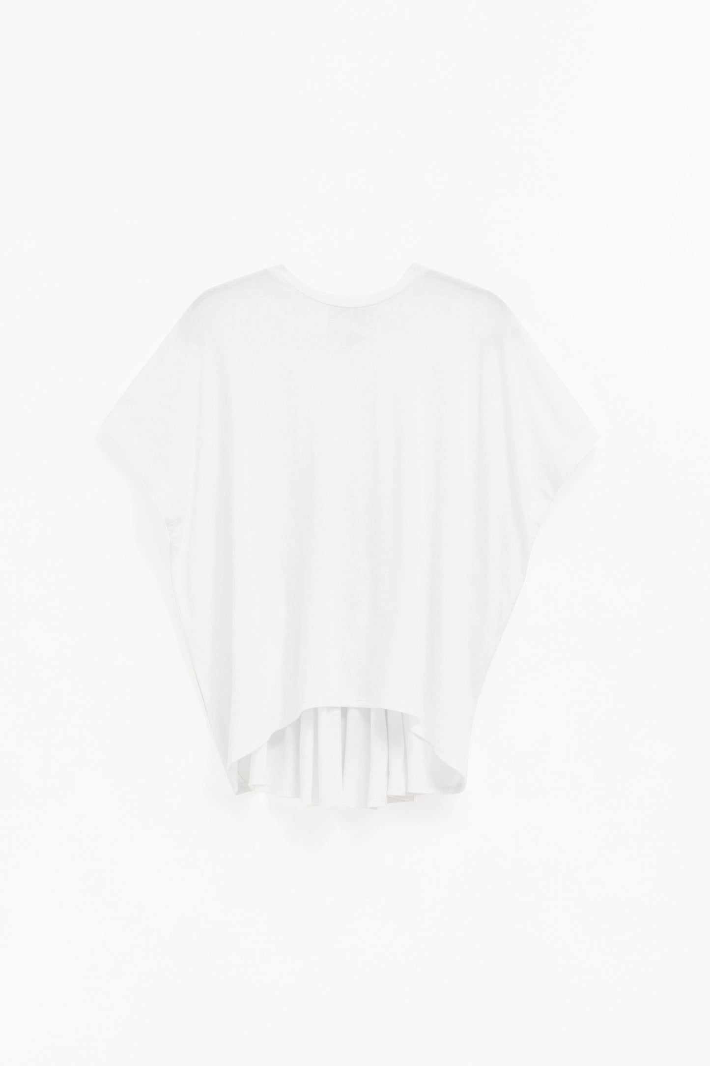 Webb Organic Cotton Jersey Shirred Detail T-Shirt Top Front | WHITE