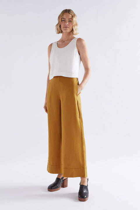 Shop The Metalen Gold Linen Wide Leg High Waisted Pant – ELK AU