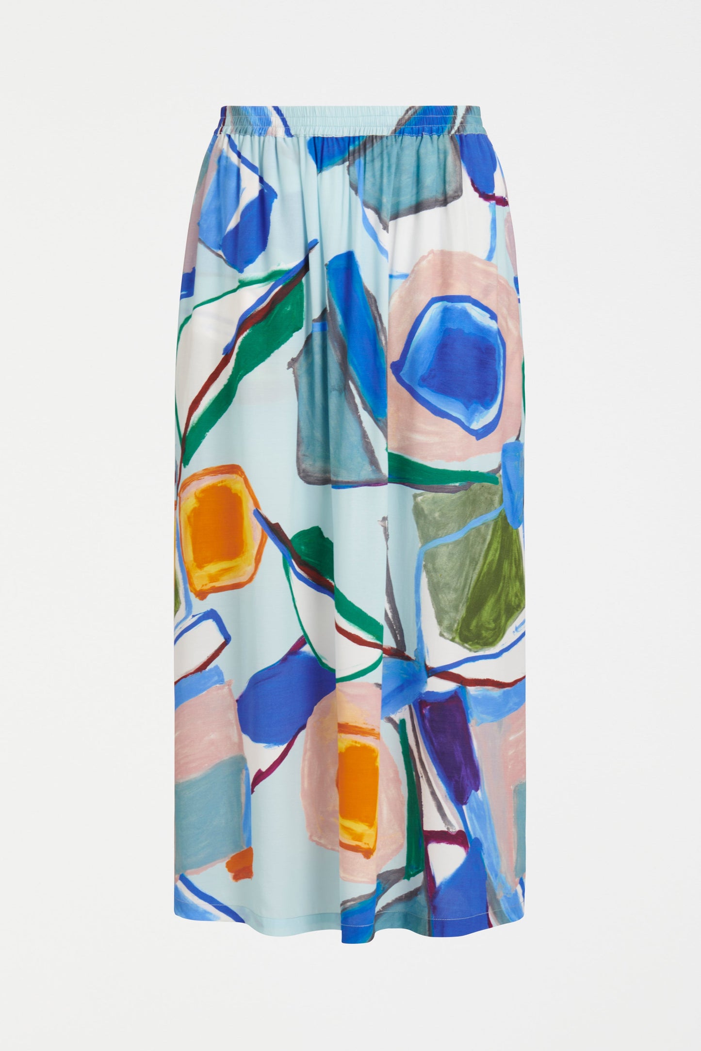 Kaade Mid Length Straight Elastic Weight Print Skirt Front | SUN PRINT