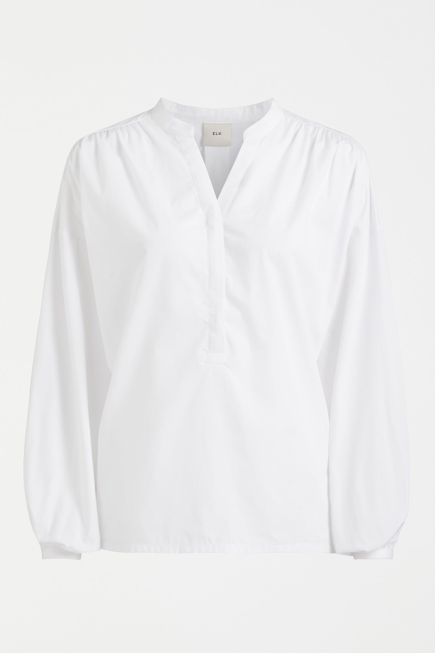 Deze Balloon Sleeve Cotton Long Sleeve Shirt Front | WHITE