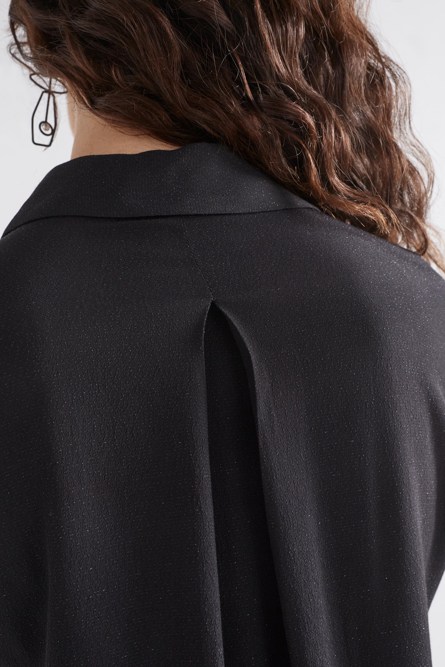 Blic Sheer Metallic Black Shirt Model  BAck Detail | BLACK METALLIC
