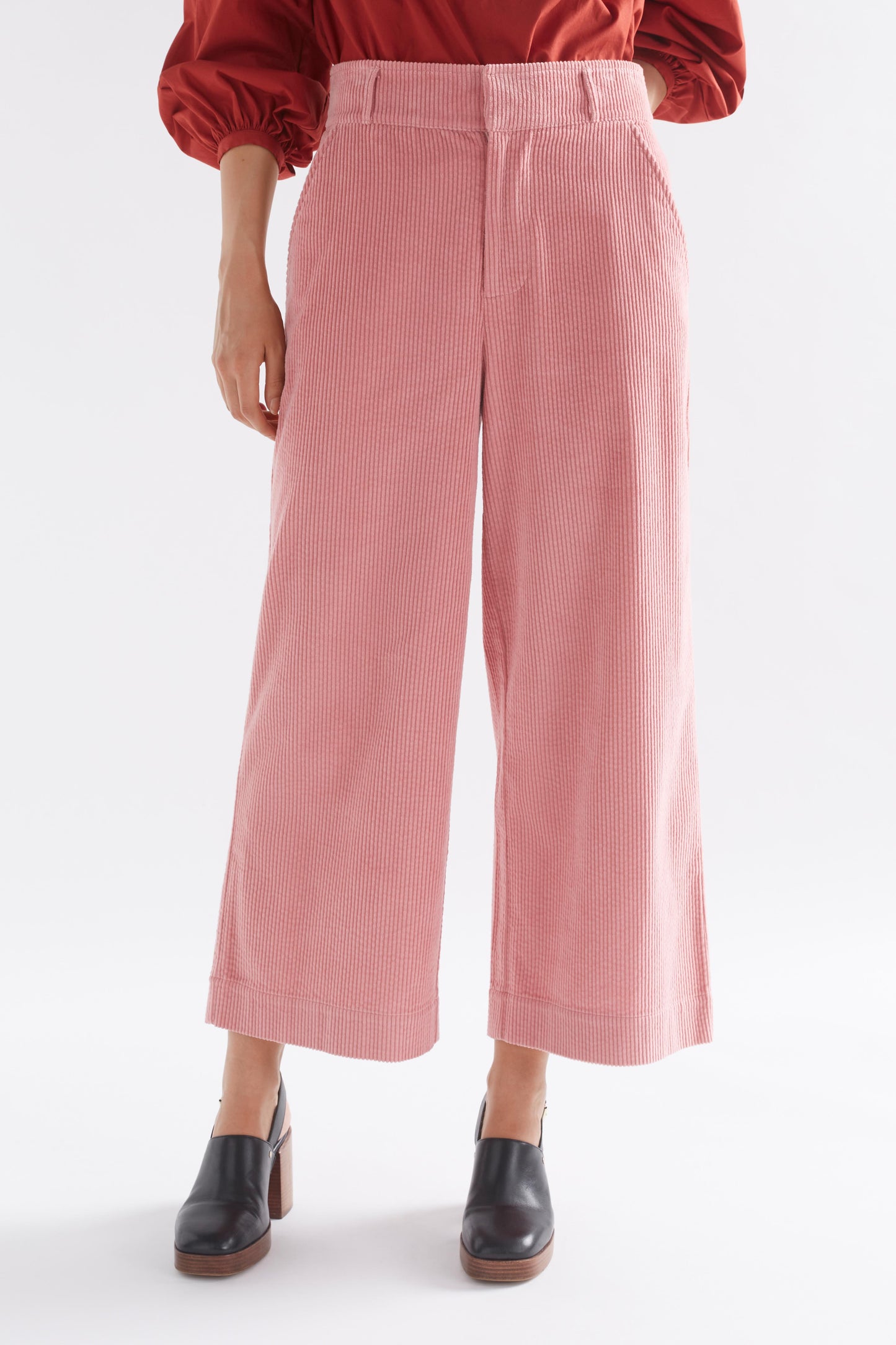 Rhes Chunky Cord Wide Leg Pant Model Front Crop | PINK SALT