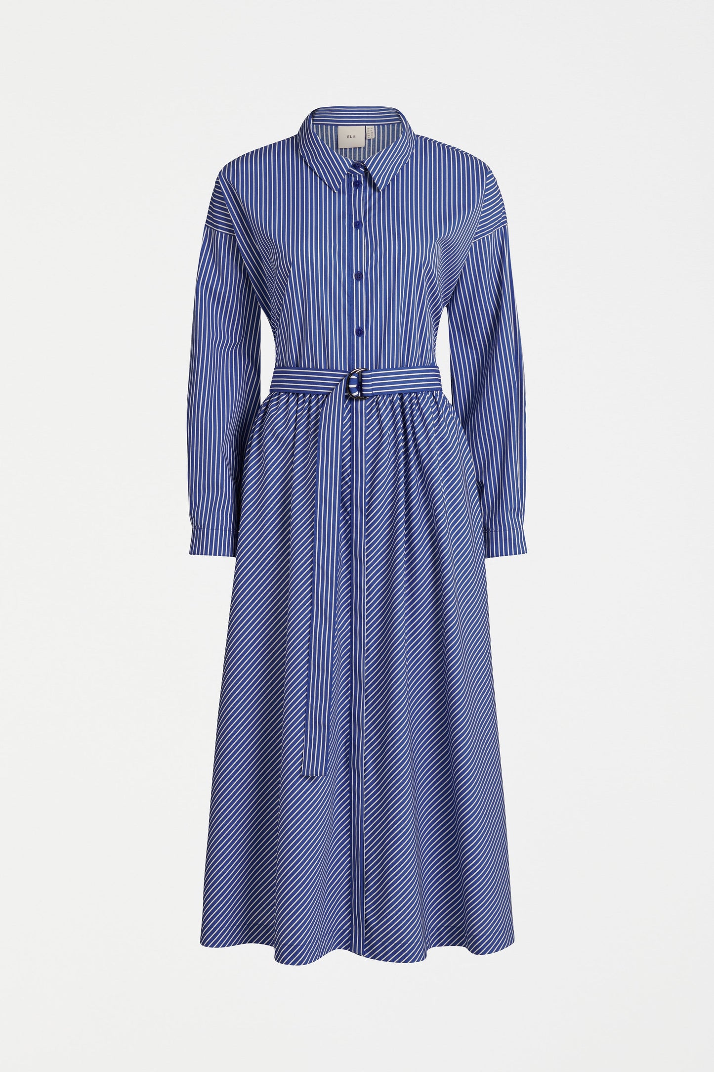 Ligne Waisted Cotton Midi Shirt Dress Front | BLUE STRIPE