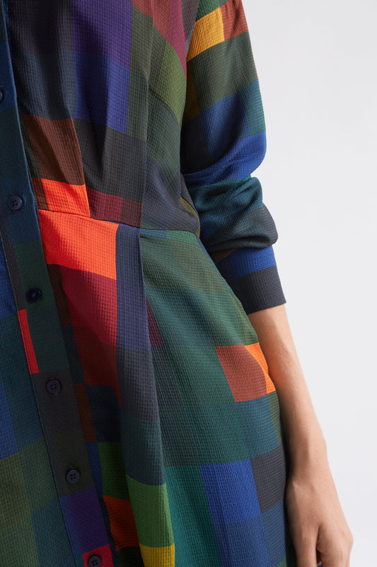 Emmi Print Midi Long Sleeve Shirt Dress Model Texture | BOX PRINT