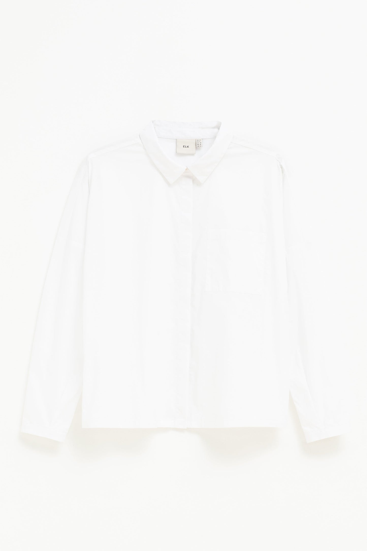 Rinna Organic Cotton White Everyday Shirt with Front Pocket front | WHITE