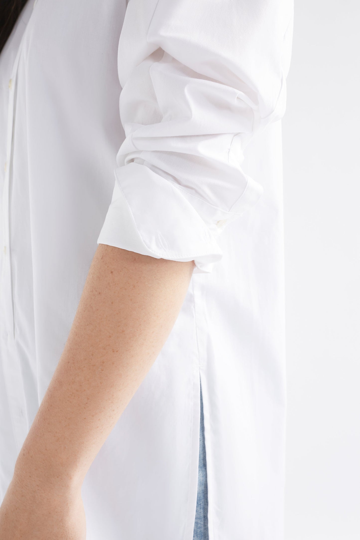 Ligne Long Cotton Shirt Model Sleeve | WHITE