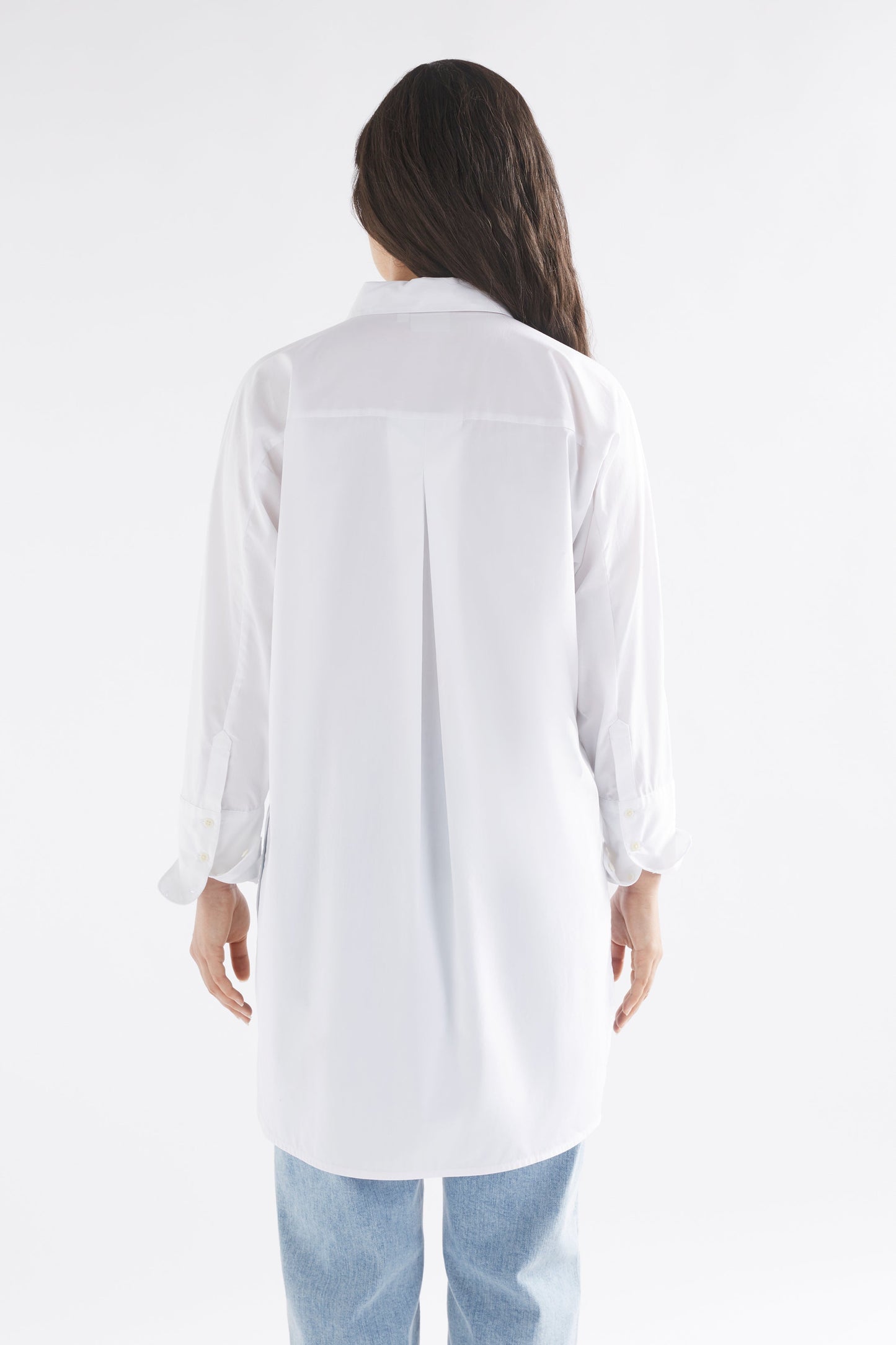 Ligne Long Cotton Shirt Model Back | WHITE