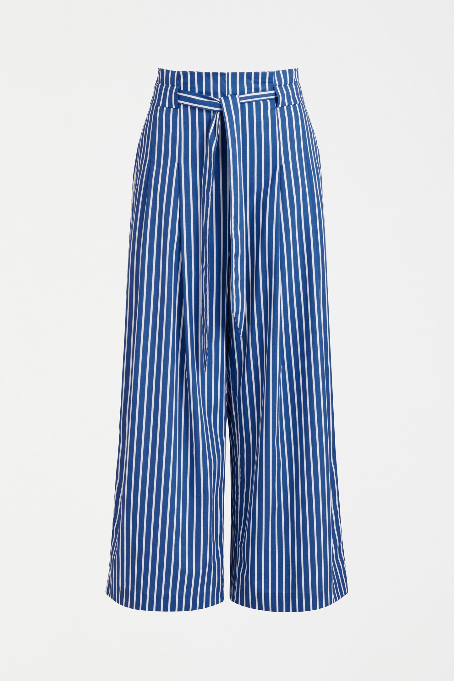 Ligne Wide Leg Paper Bag Waist Cotton Stripe Pant Front | BLUE STRIPE