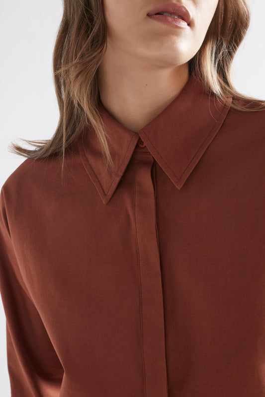Arnka Batwing Organic Cotton Shirt Model Front detail | BRONZE