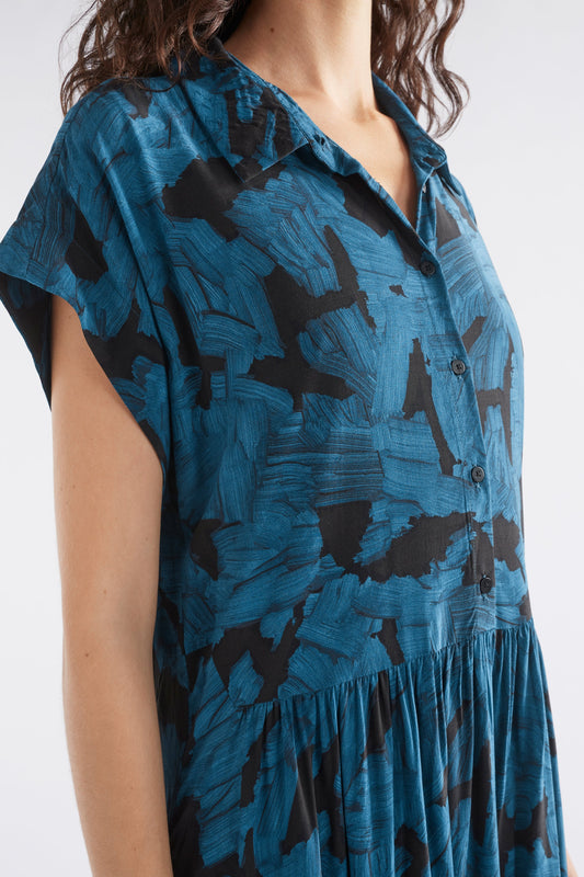Berg Midi Print Shirt Dress Model Front Detail | TIRA PRINT
